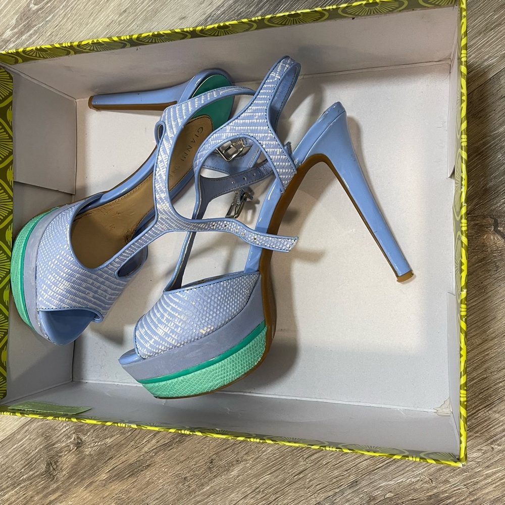 GIANNI BINI Platform 5"in Colorblock Ankle T-strap Heels Size 7.5